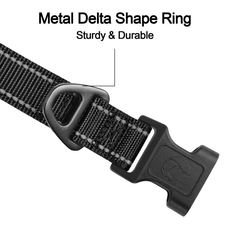 Joytale Reflective Dog Collar, Soft Neoprene Padded, Metal D-Ring, Nylon Pet Collar Adjustable for Medium Dogs, Black, M - Image 3